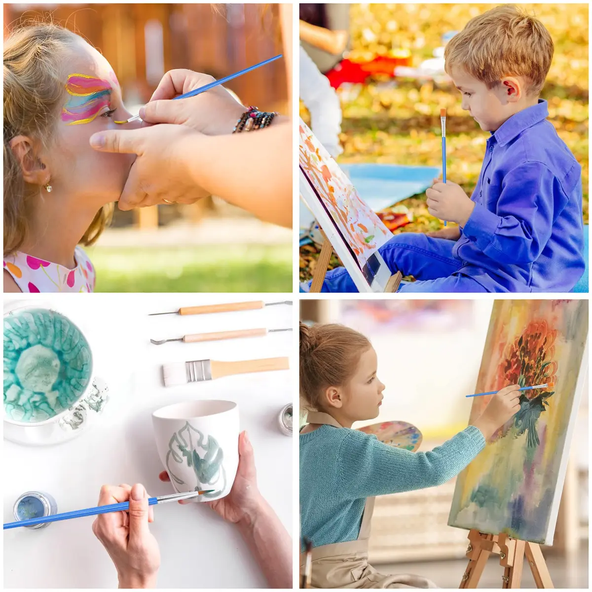 UPINS Paint Brushes 30 Pcs Small Detail Set | Synthetic Nylon, Compact Handle, Versatile for Kids & Beginners - view 6