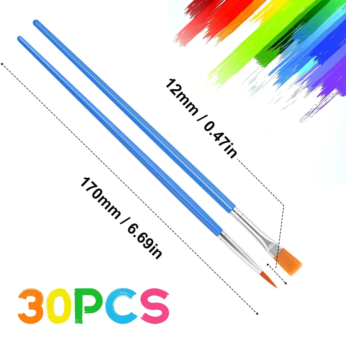 UPINS Paint Brushes 30 Pcs Small Detail Set | Synthetic Nylon, Compact Handle, Versatile for Kids & Beginners - view 2