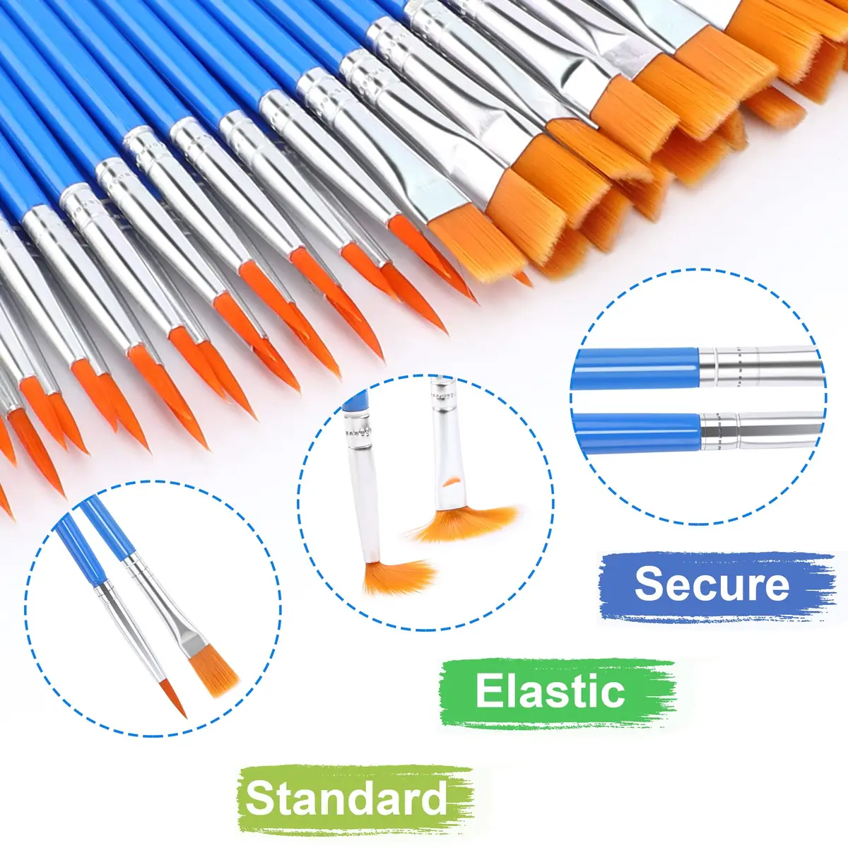 UPINS Paint Brushes 30 Pcs Small Detail Set | Synthetic Nylon, Compact Handle, Versatile for Kids & Beginners - view 3