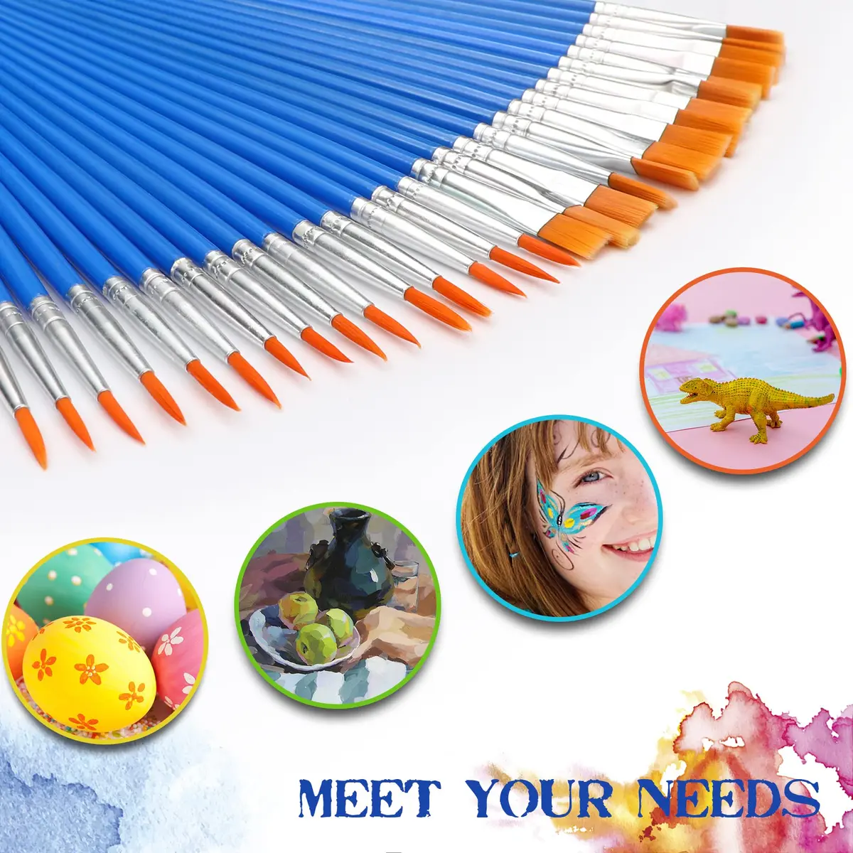 UPINS Paint Brushes 30 Pcs Small Detail Set | Synthetic Nylon, Compact Handle, Versatile for Kids & Beginners - view 4