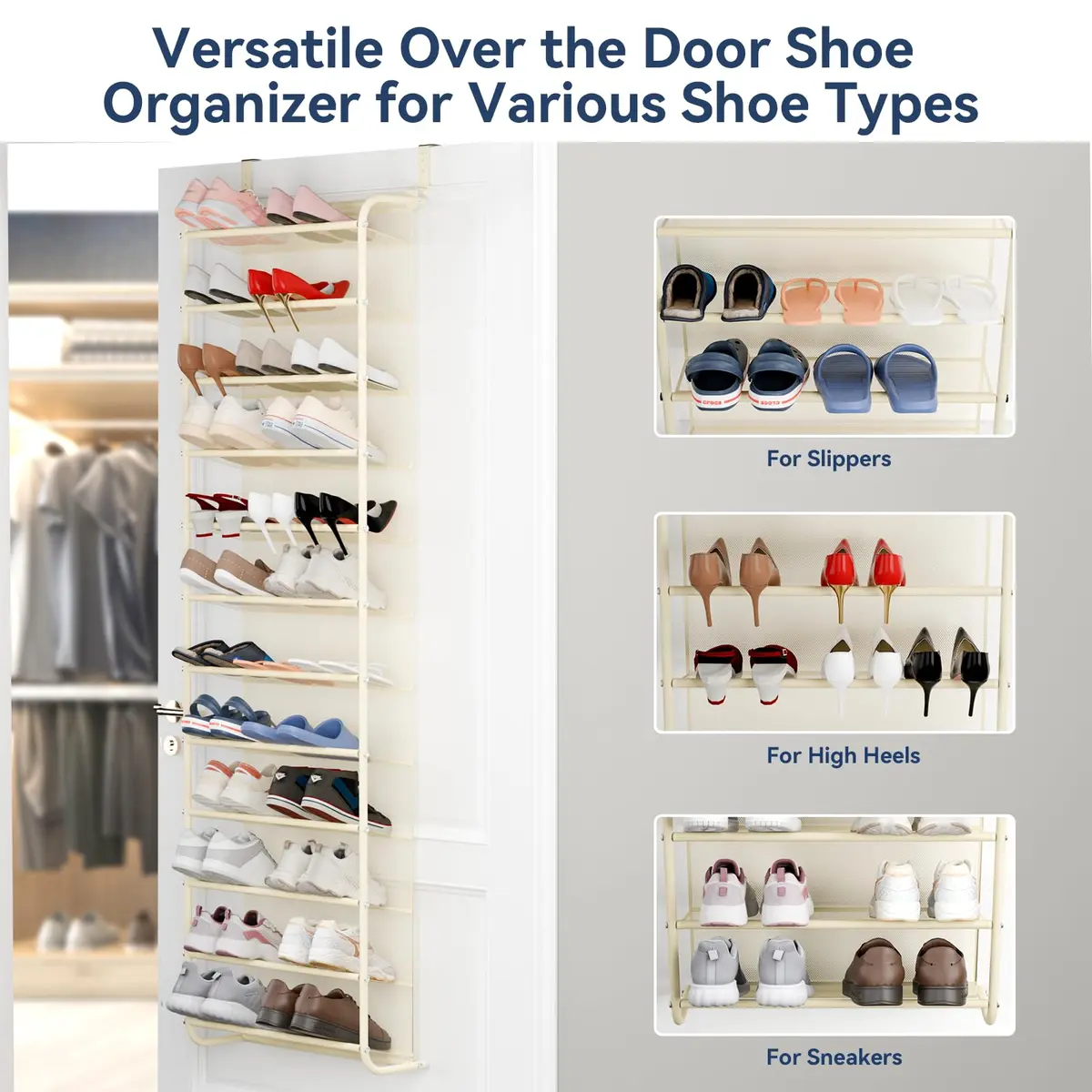 Whitmor 36 Pair Over the Door Shoe Rack 183cm (74") H x 55cm (21.7") W x 19cm (7.5") D | Stores 36 Pairs of Shoes - view 4