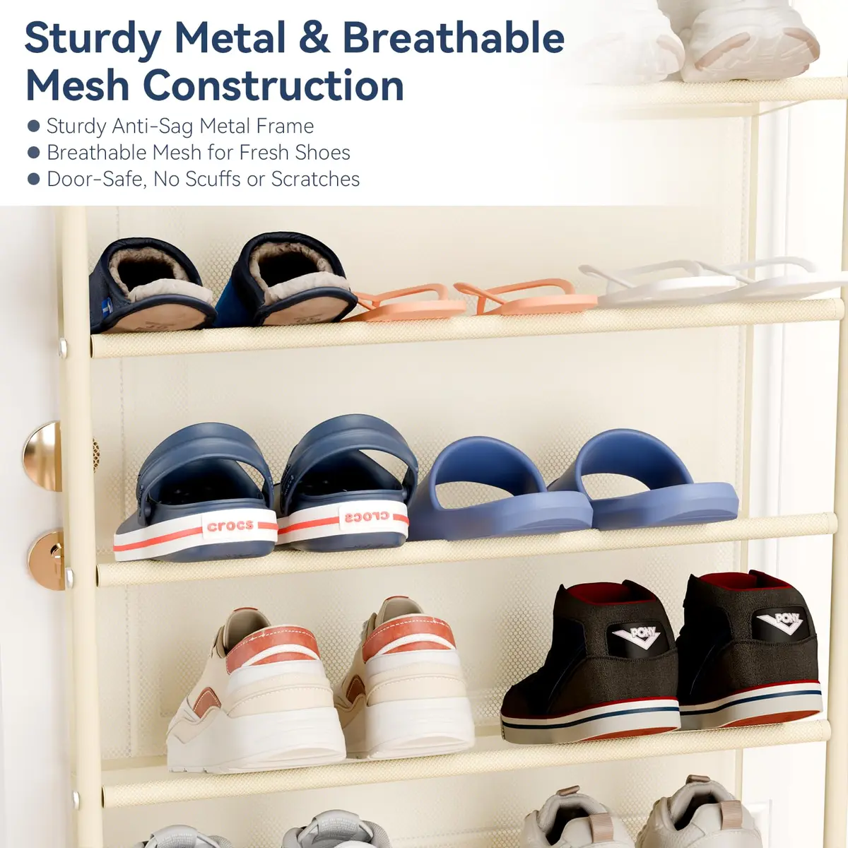 Whitmor 36 Pair Over the Door Shoe Rack 183cm (74") H x 55cm (21.7") W x 19cm (7.5") D | Stores 36 Pairs of Shoes - view 5