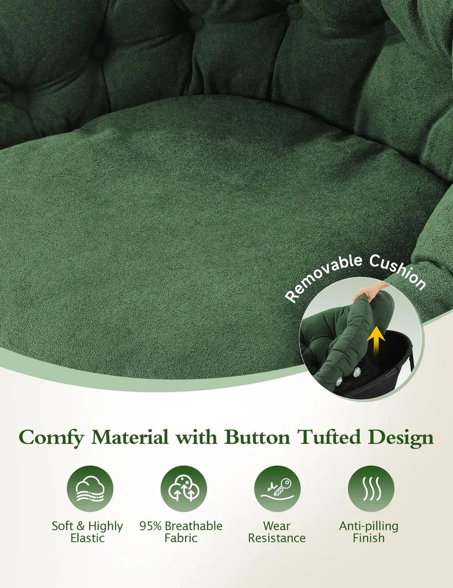 Kidirect Wide Nursery Rocking Chair with Removable Cushion | Comfy Saucer Design for Breastfeeding & Relaxing (Green) - view 6