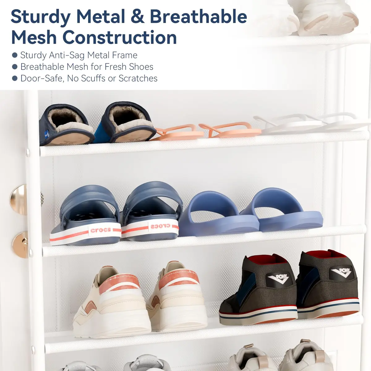 Whitmor 12-Tier Over the Door Shoe Rack 36-Pair Capacity | 183cm H x 55cm W x 19cm D - view 5