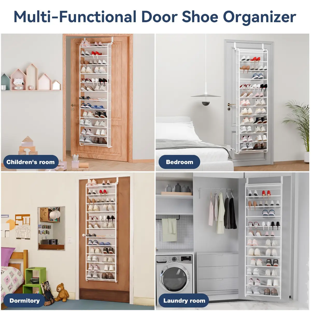 Whitmor 12-Tier Over the Door Shoe Rack 36-Pair Capacity | 183cm H x 55cm W x 19cm D - view 7