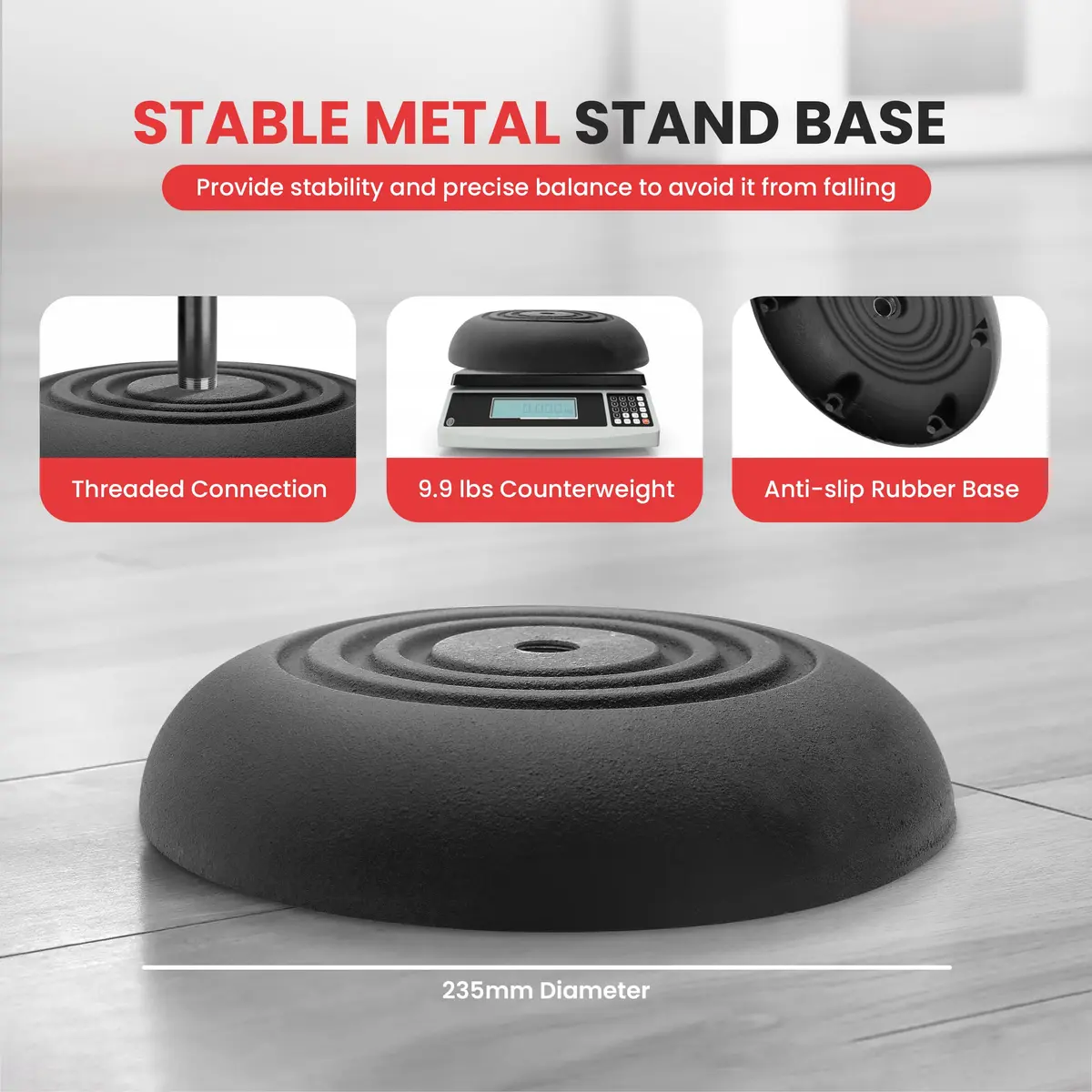 Pyle Universal Microphone Stand - Handheld Mic Compatible, Heavy Base, Adjustable Height 2.8-5 Ft, Pair - view 5