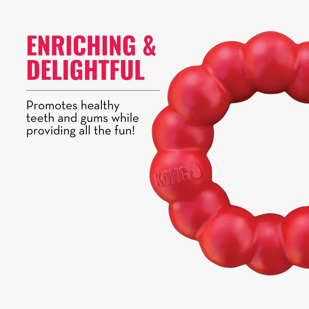KONG Ring - Natural Rubber Chew Toy for Medium/Large Dogs | Supports Dental & Instincts - view 6