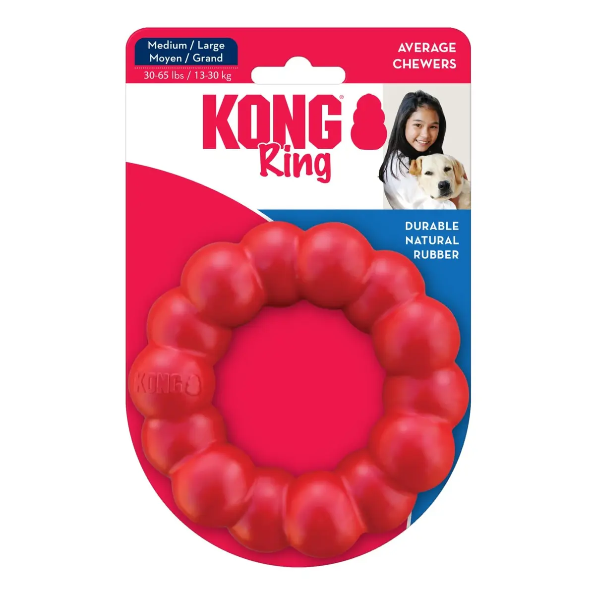 KONG Ring - Natural Rubber Chew Toy for Medium/Large Dogs | Supports Dental & Instincts - view 8