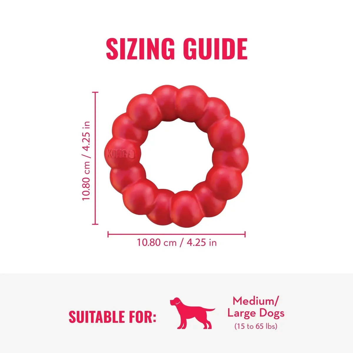 KONG Ring - Natural Rubber Chew Toy for Medium/Large Dogs | Supports Dental & Instincts - view 3