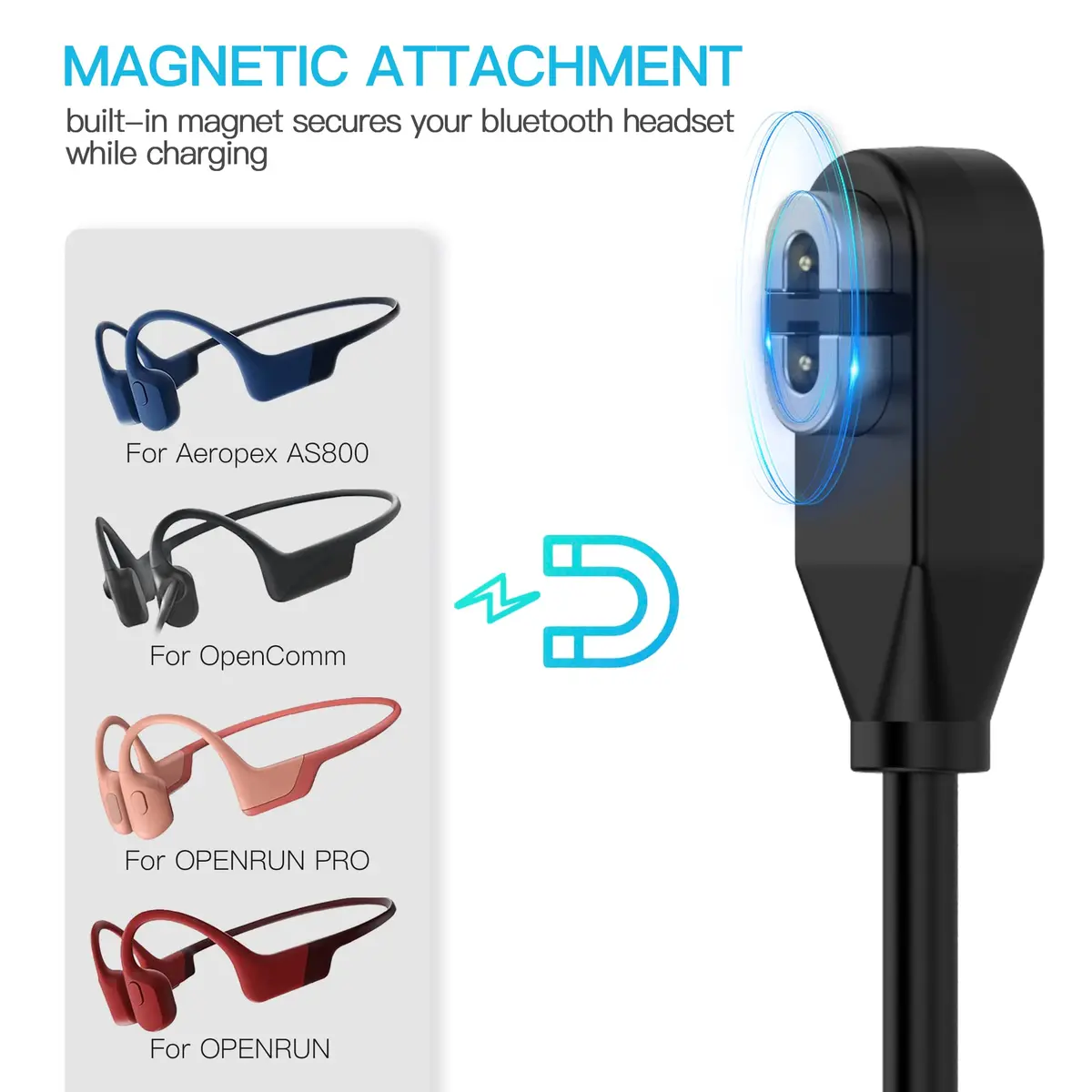 AWINNER Magnetic USB C Charging Cable 1m (3.3ft) for Shokz Headphones | Pack of 4 - view 2