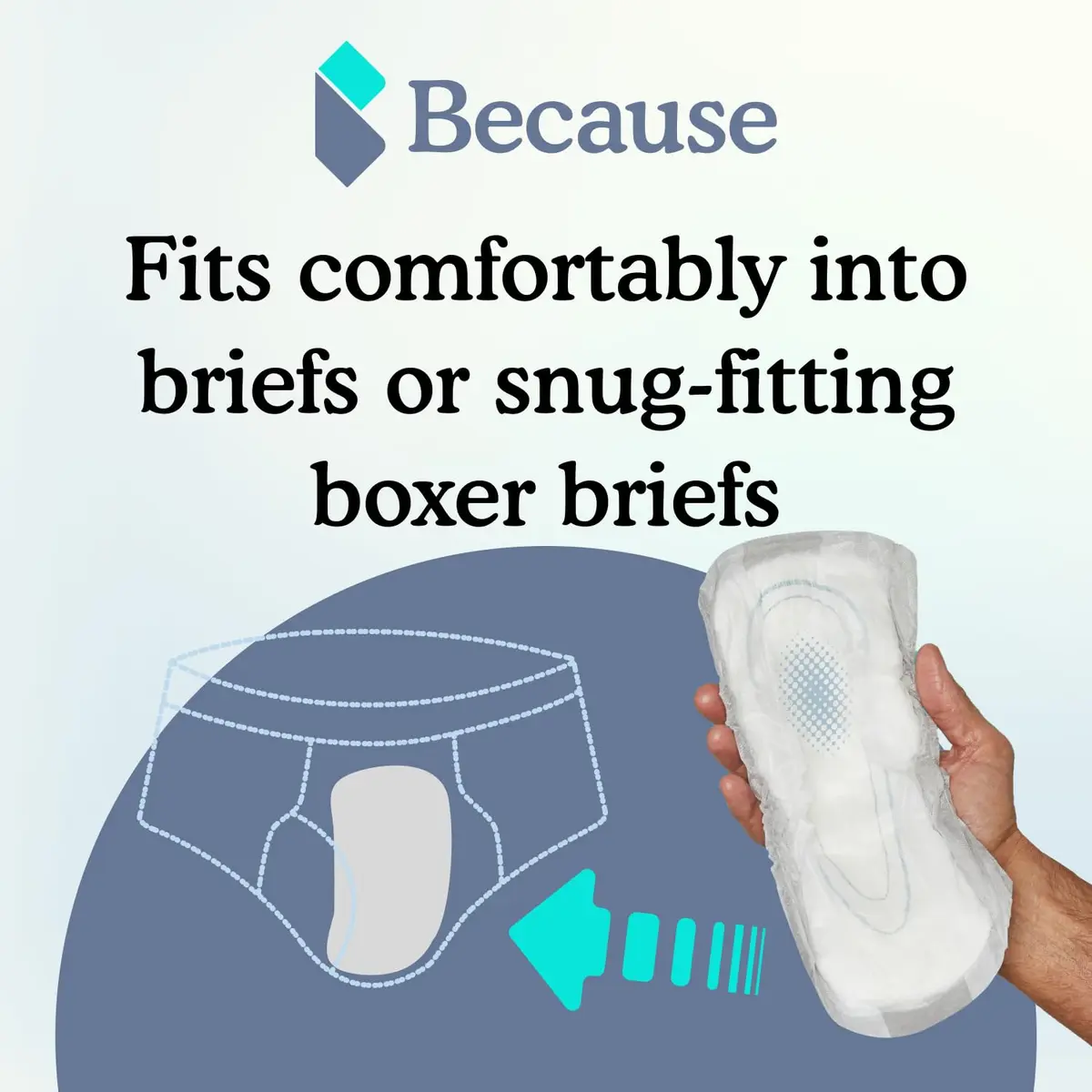 Because Premium Guards for Men - 20 Count Pack of Discreet, Individually Wrapped Bladder Protectors - Complete Absorbency, Fast-Locking, Odor Control - Comfort Fit, 2 Cups of Absorbency - view 5