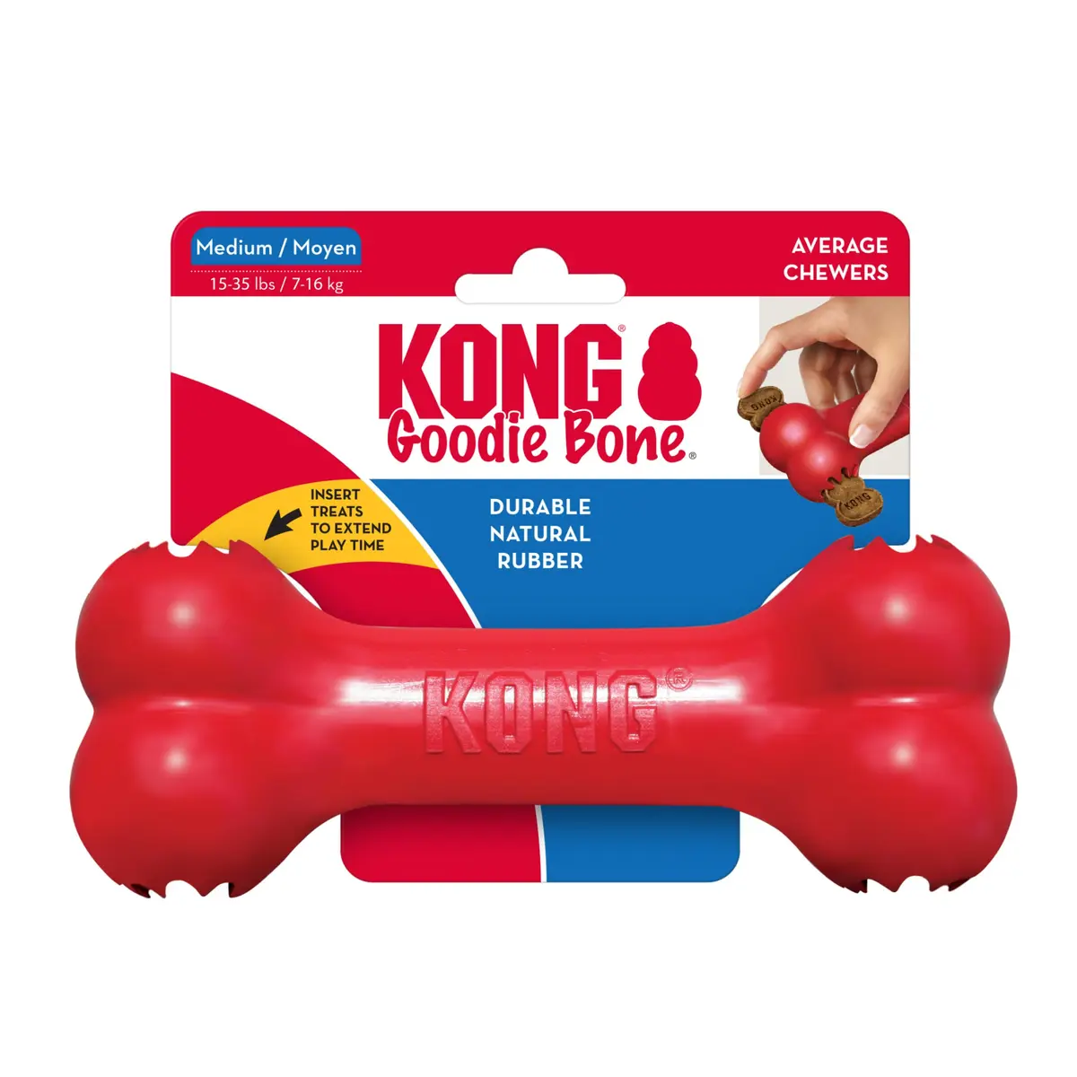 KONG Goodie Bone Classic Durable Natural Rubber Dog Bone 2-Pack | Supports Mental Engagement & Treat Dispensing - view 7