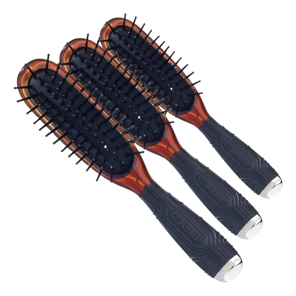 Kent Minihog Detangler Brush Pack of 3 | Anti Static Hair Brush with Rounded Nylon Bristles for All Hair Types - main product image
