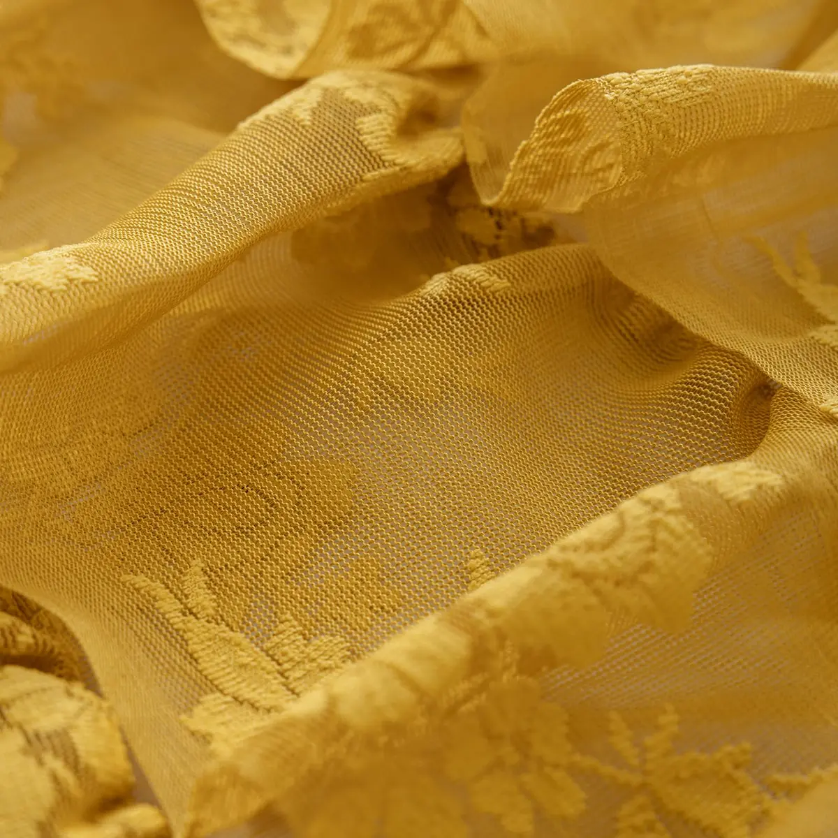 Kotile Mustard Yellow Lace Ruffled Valance for Windows W52xL18 Inch | Vintage Cottage Charm - view 7