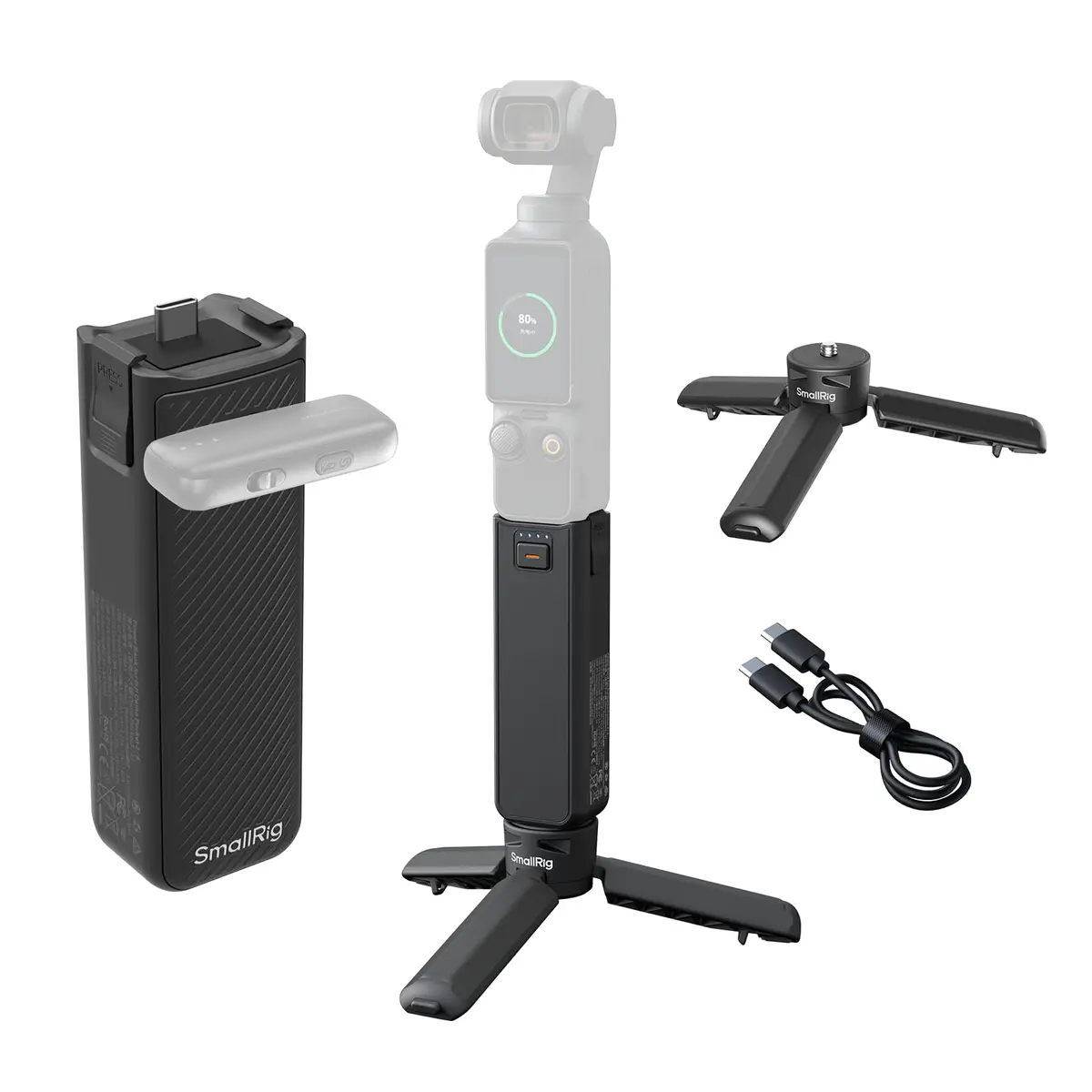 SmallRig Pocket 4P/4/3/Xtra Muse Battery Handle 5000mAh with Mini Tripod, 20W Fast Charge | 10.7cm Length - main product image