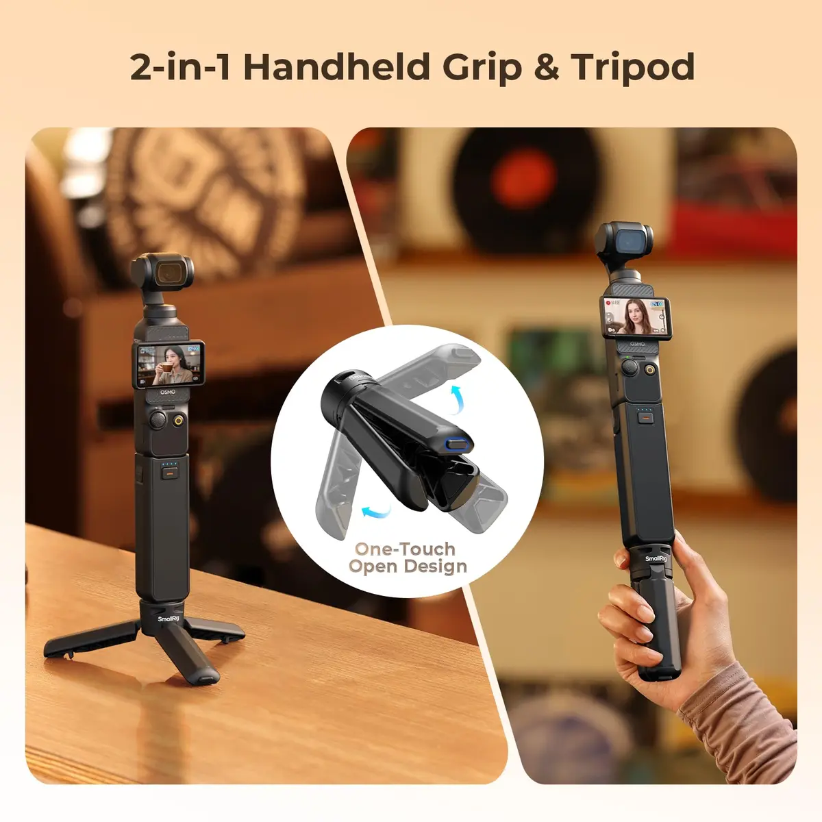 SmallRig Pocket 4P/4/3/Xtra Muse Battery Handle 5000mAh with Mini Tripod, 20W Fast Charge | 10.7cm Length - view 7
