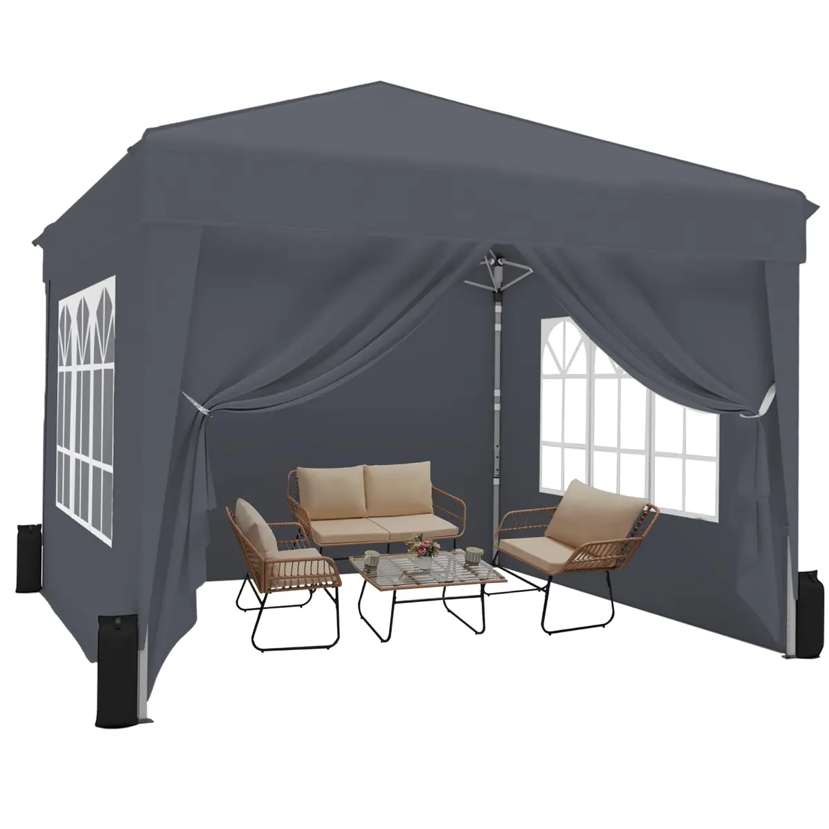 SANWAY 10x10 Pop Up Canopy Tent | Easy One-Person Setup, Waterproof & UV Block | Gray - main product image