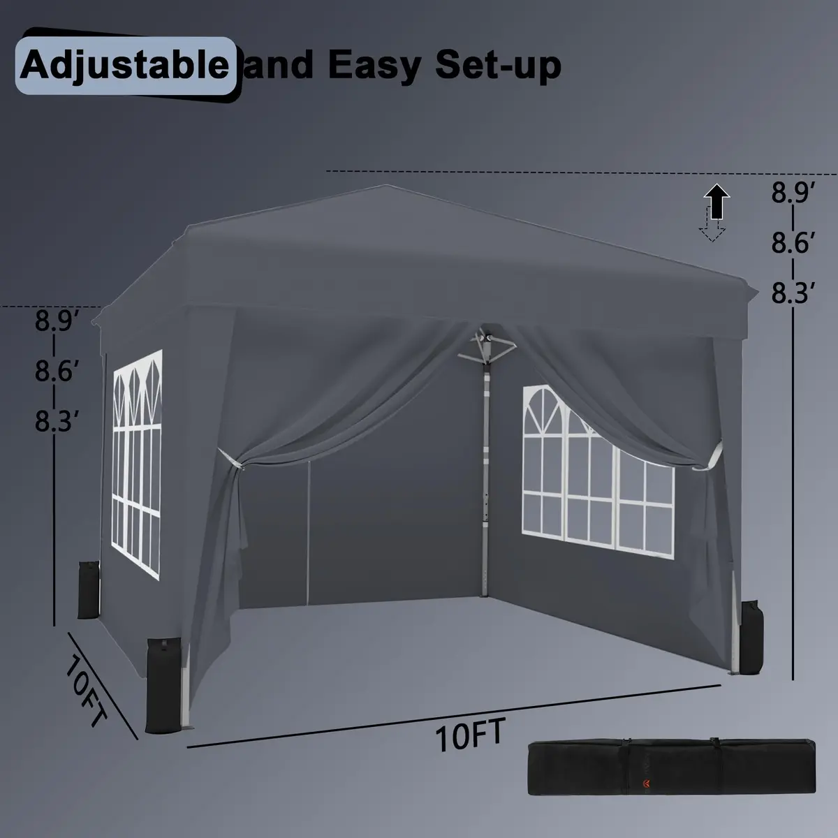 SANWAY 10x10 Pop Up Canopy Tent | Easy One-Person Setup, Waterproof & UV Block | Gray - view 3