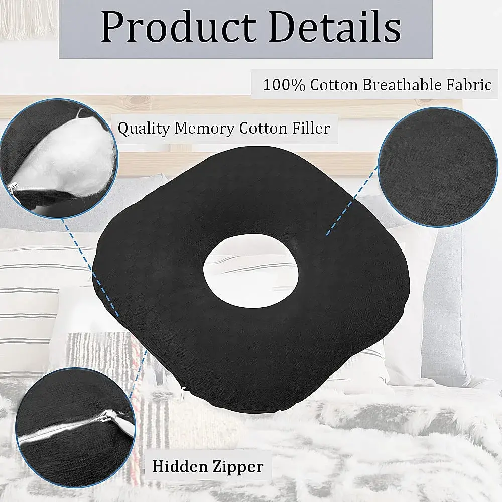 Wuronsa Black Wavy Ear Piercing Pillow with Hole - Comfortable CNH Support for Side Sleepers - view 4