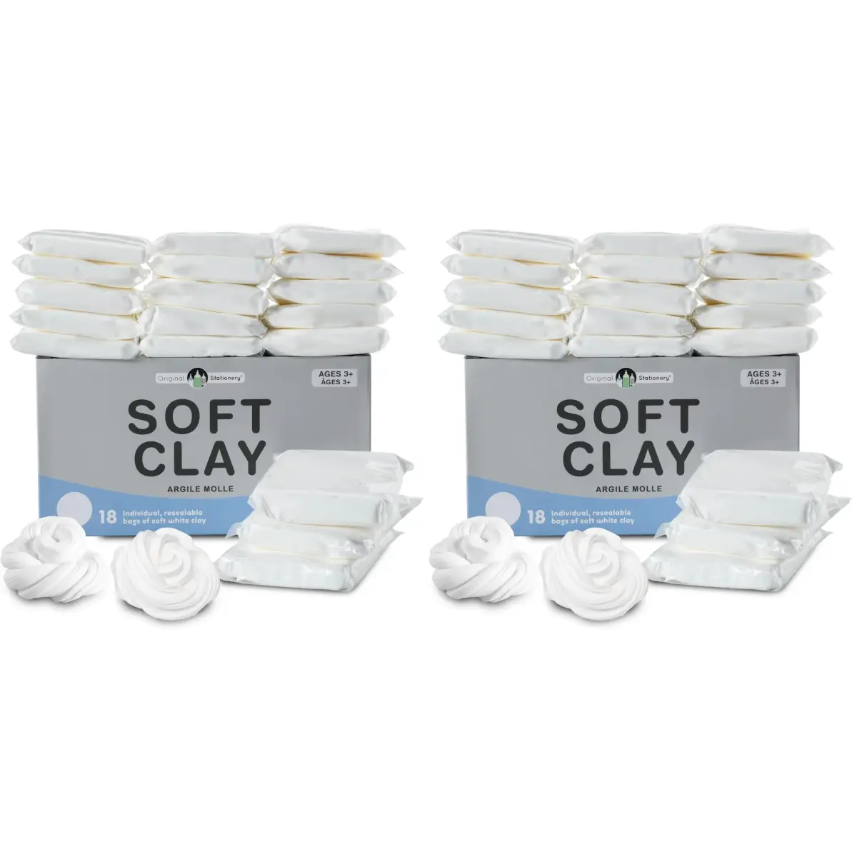 Original Stationery Soft Clay Modeling Compound 3.6kg (Pack of 2, White) | Air Dry Cloud Dough & Butter Slime Clay for DIY Slime Kit, Arts & Crafts - main product image