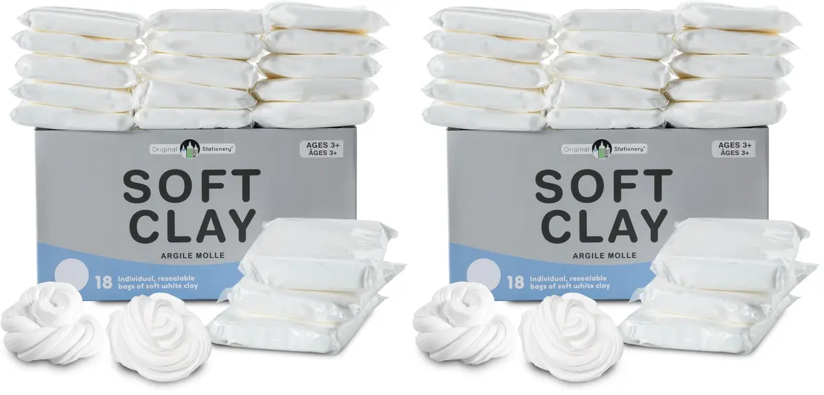 Original Stationery Soft Clay Modeling Compound 3.6kg (Pack of 2, White) | Air Dry Cloud Dough & Butter Slime Clay for DIY Slime Kit, Arts & Crafts - main product image
