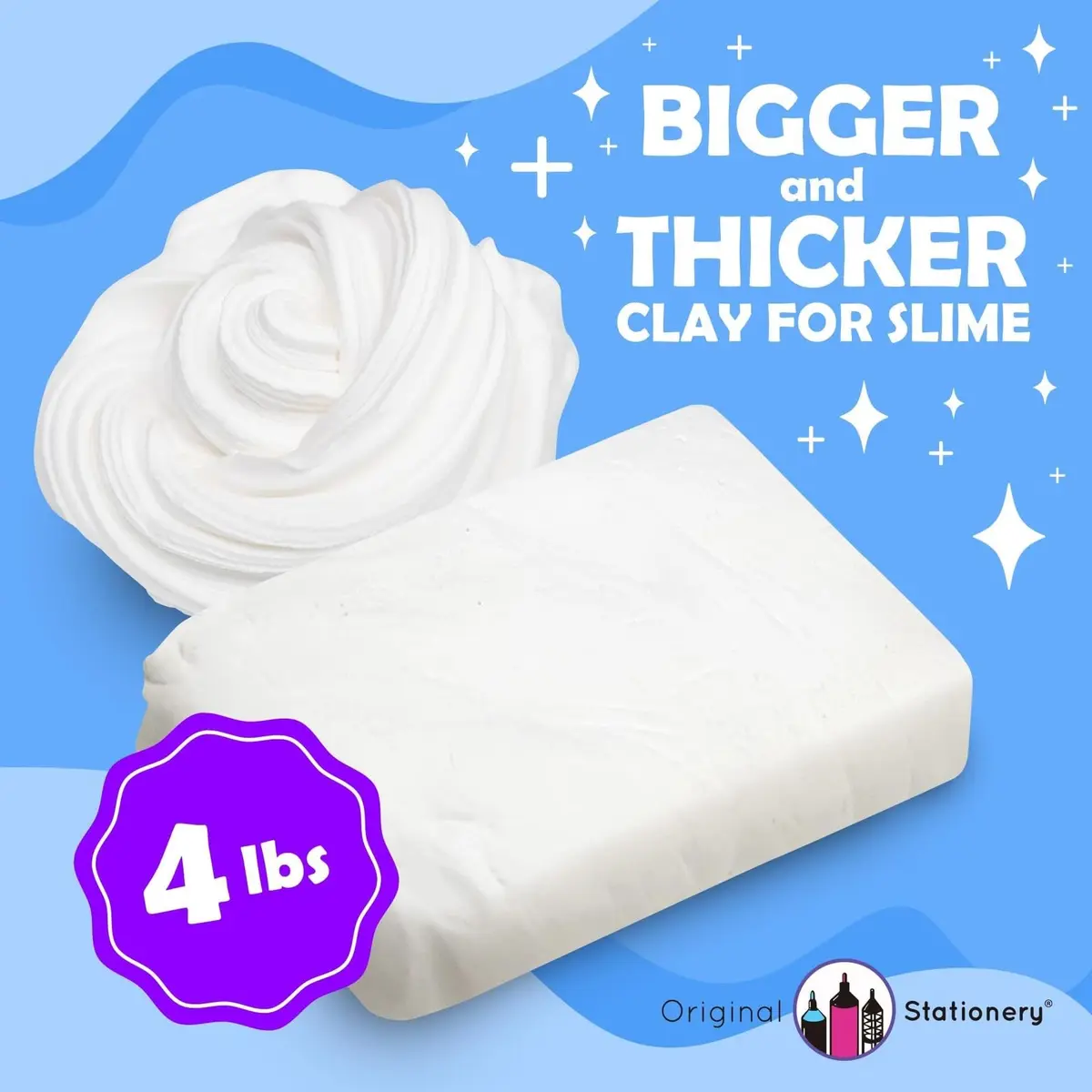 Original Stationery Soft Clay Modeling Compound 3.6kg (Pack of 2, White) | Air Dry Cloud Dough & Butter Slime Clay for DIY Slime Kit, Arts & Crafts - view 2