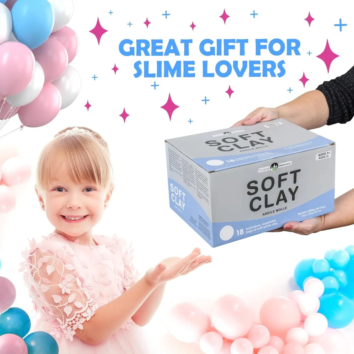 Original Stationery Soft Clay Modeling Compound 3.6kg (Pack of 2, White) | Air Dry Cloud Dough & Butter Slime Clay for DIY Slime Kit, Arts & Crafts - view 4