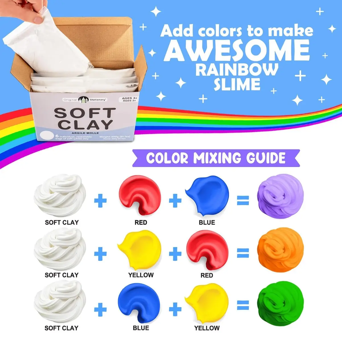 Original Stationery Soft Clay for Slime Making - Moldable Modeling Clay for Kids, 600g | Perfect for Butter & Foam Slime, Creative Gift - view 5