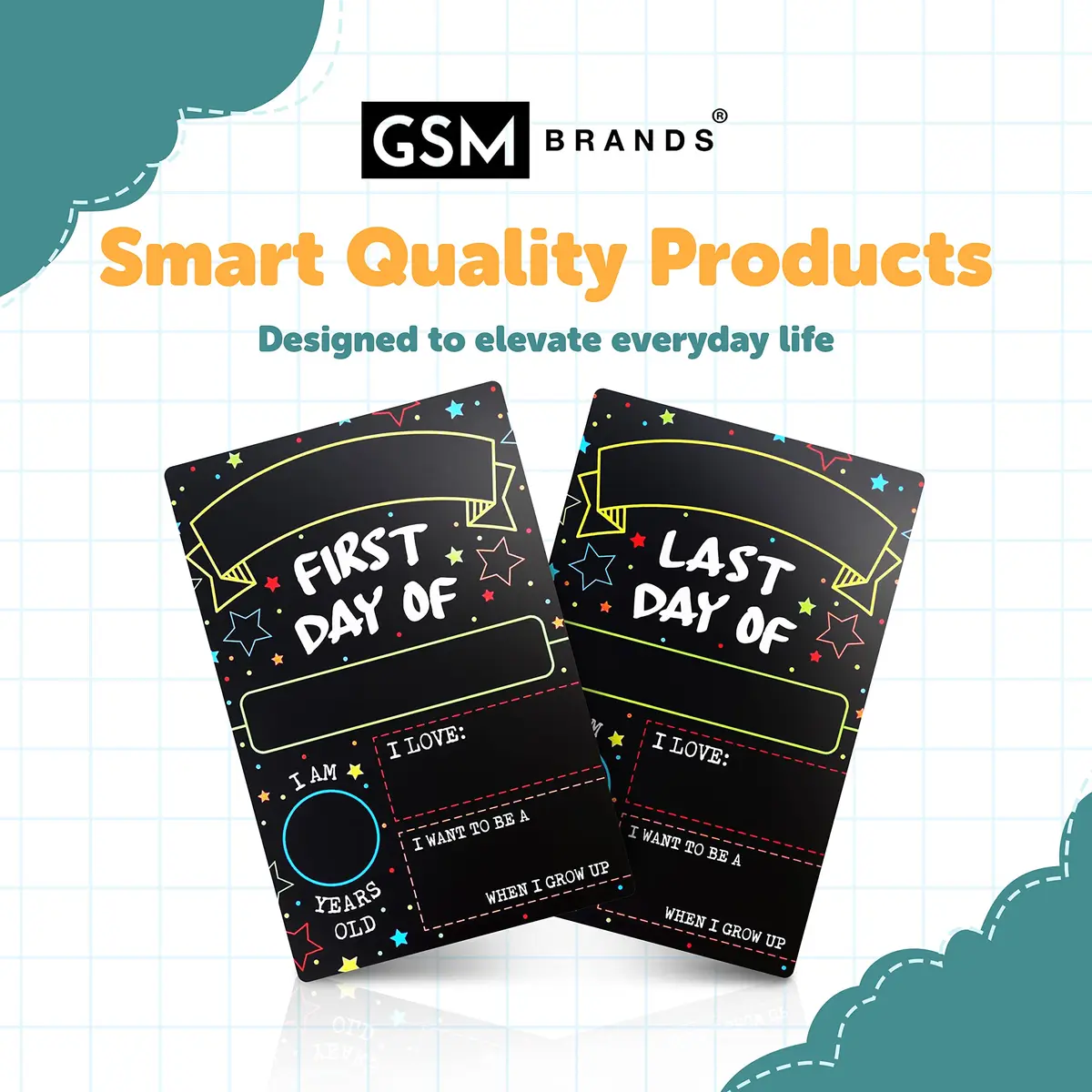 GSM Brands First Day Last Day of School Double Sided Sign 30.5cm (12" x 7.9") | Classic Design for Milestones - view 8