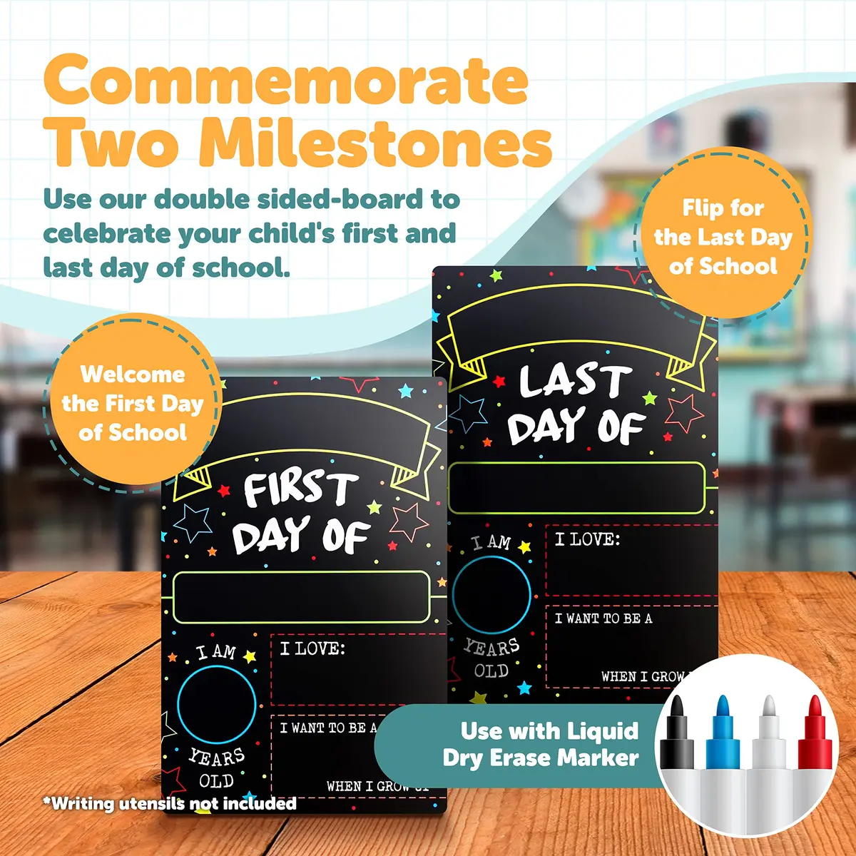GSM Brands First Day Last Day of School Double Sided Sign 30.5cm (12" x 7.9") | Classic Design for Milestones - view 2