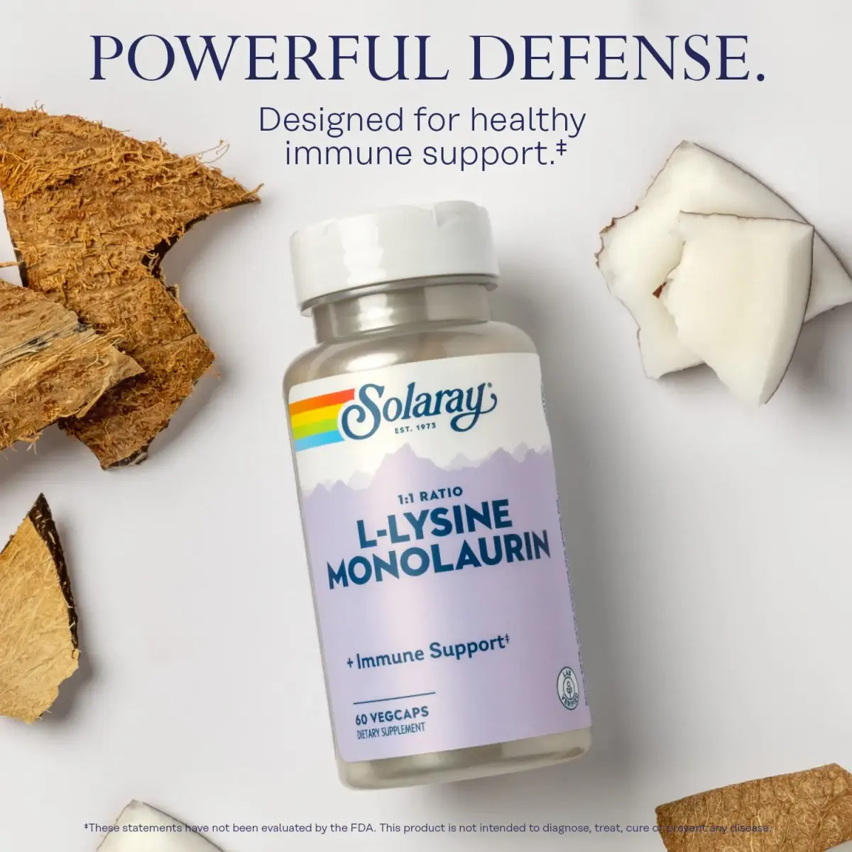 SOLARAY L-Lysine Monolaurin Immune Support Supplement 500 mg Each, 180 VegCaps (Pack of 3) | Immune System Support - view 3