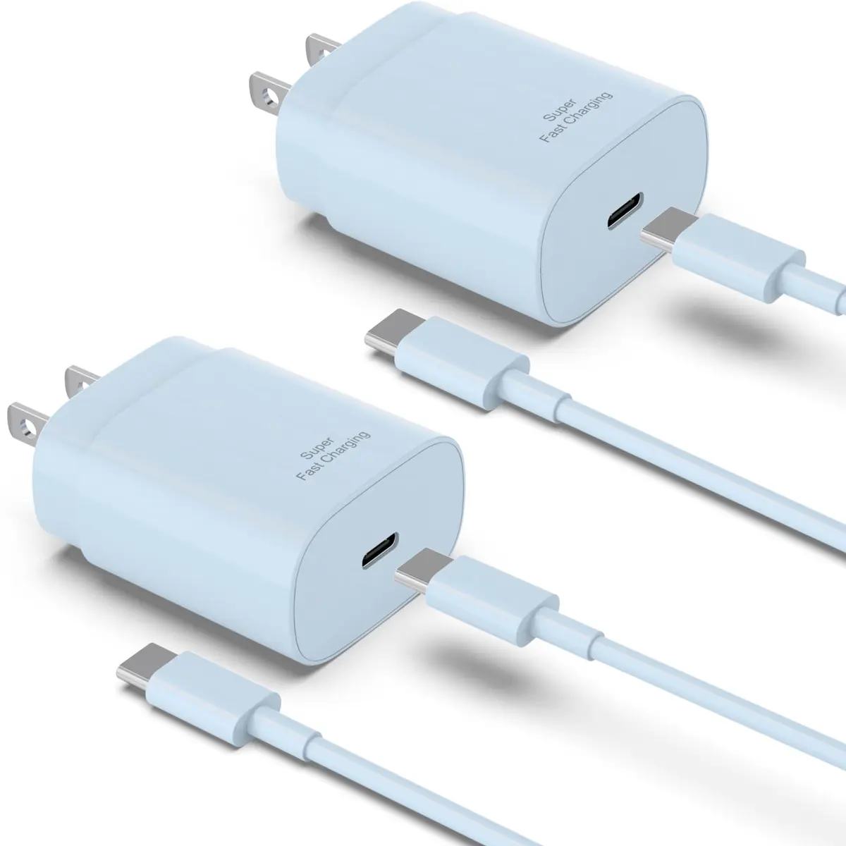 Qntry Type C Charger Fast Charging 25W | 2 Pack, 6FT Cable, Compatible with Samsung, Pixel, iPhone - main product image