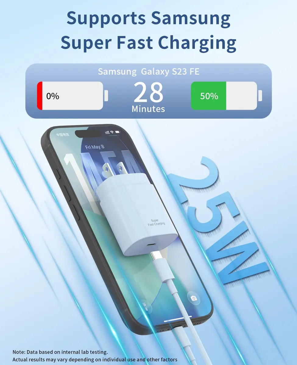 Qntry Type C Charger Fast Charging 25W | 2 Pack, 6FT Cable, Compatible with Samsung, Pixel, iPhone - view 2