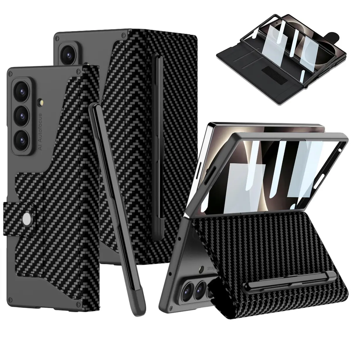 DEMCERT Full Body Armor Case for Samsung Galaxy Z Fold 8 Ultra with Stylus Carbon Fibre | Slim Leather Protection - main product image