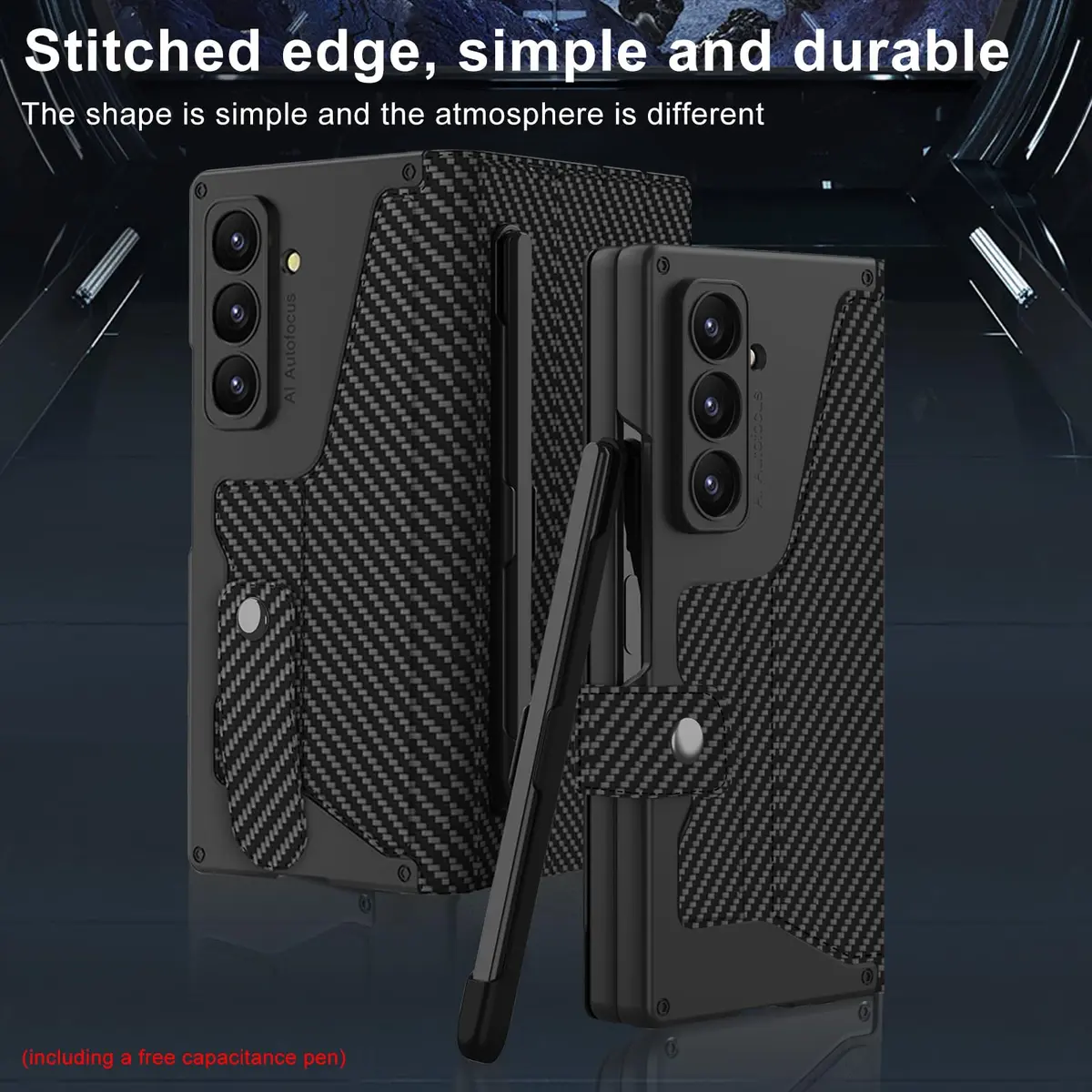 DEMCERT Full Body Armor Case for Samsung Galaxy Z Fold 8 Ultra with Stylus Carbon Fibre | Slim Leather Protection - view 5