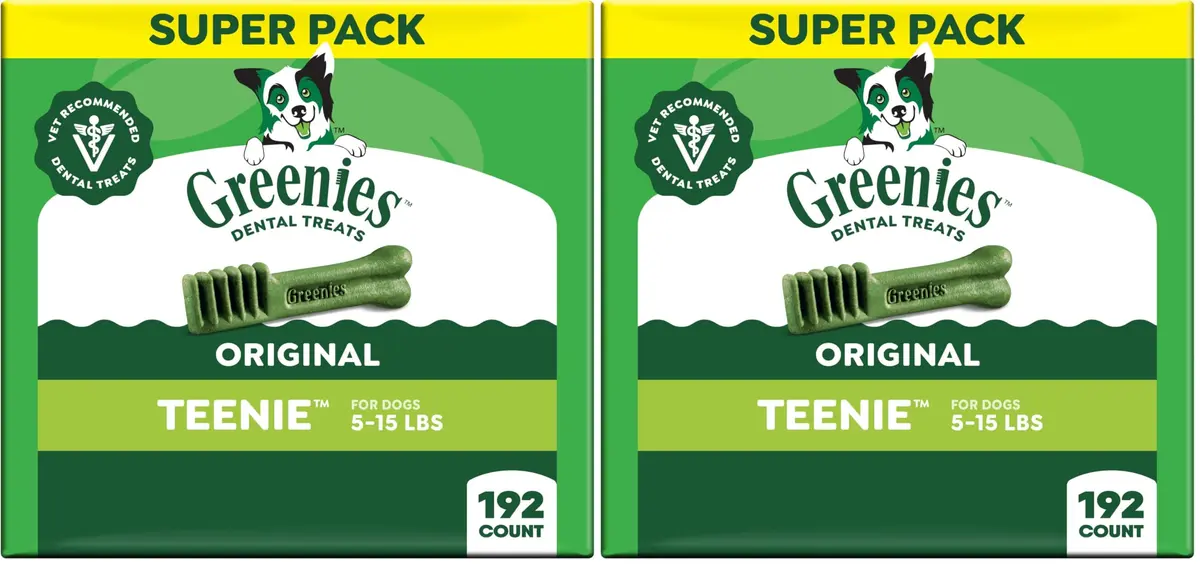 Greenies Teenie Size Original Dental Dog Treats 384 Count (1.52 kg / 3.36 lb) | Veterinarian-Recommended for Small Dogs - main product image