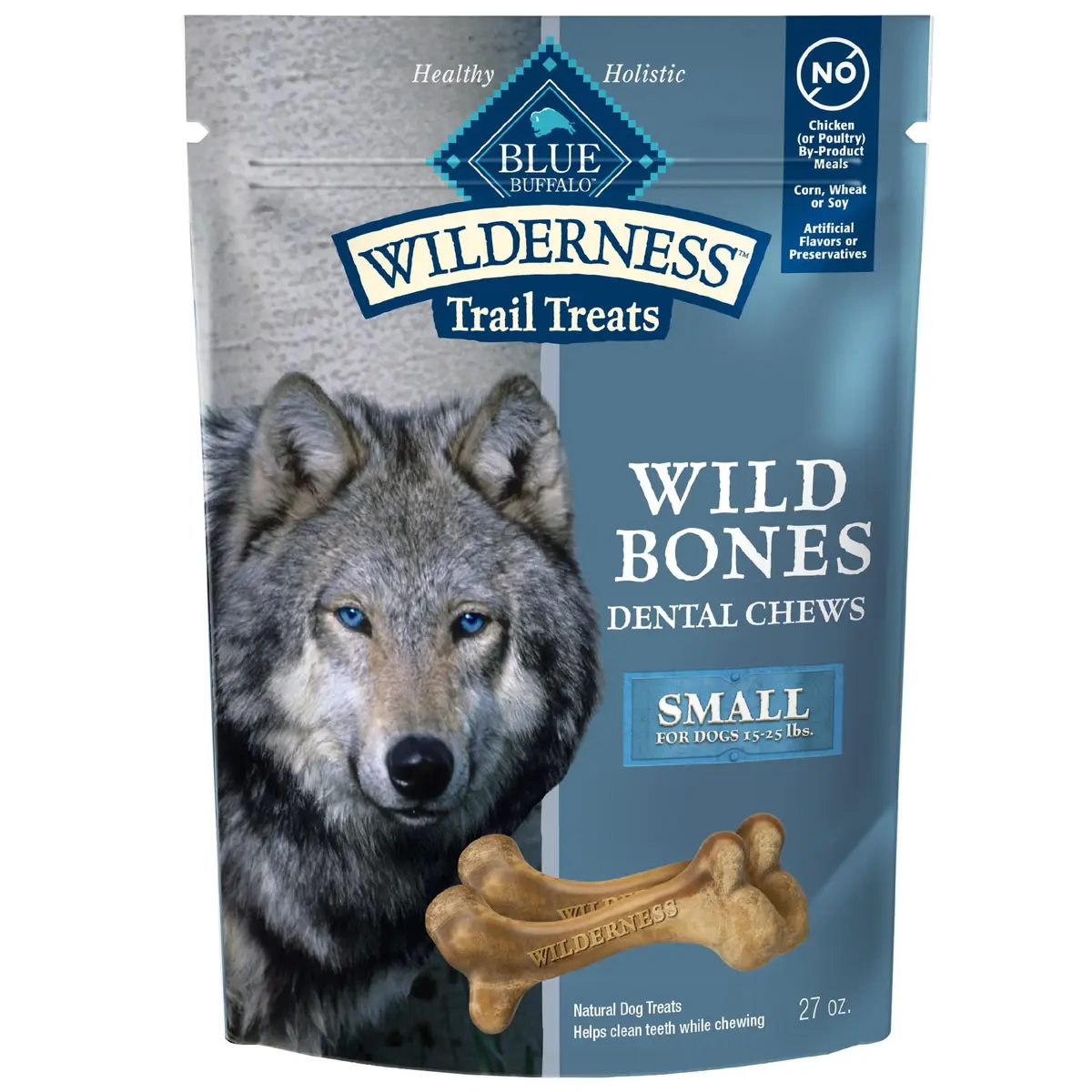 Blue Buffalo Wilderness Small Dog Dental Chews 1.69 Pound | Grain-Free, Fresh Breath, Plaque Control - main product image