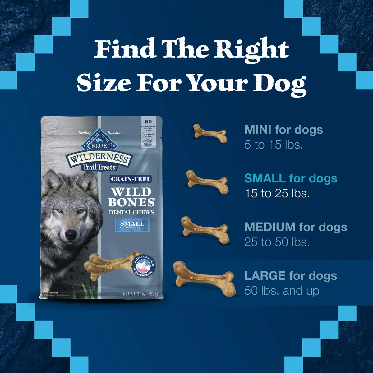 Blue Buffalo Wilderness Small Dog Dental Chews 1.69 Pound | Grain-Free, Fresh Breath, Plaque Control - view 6