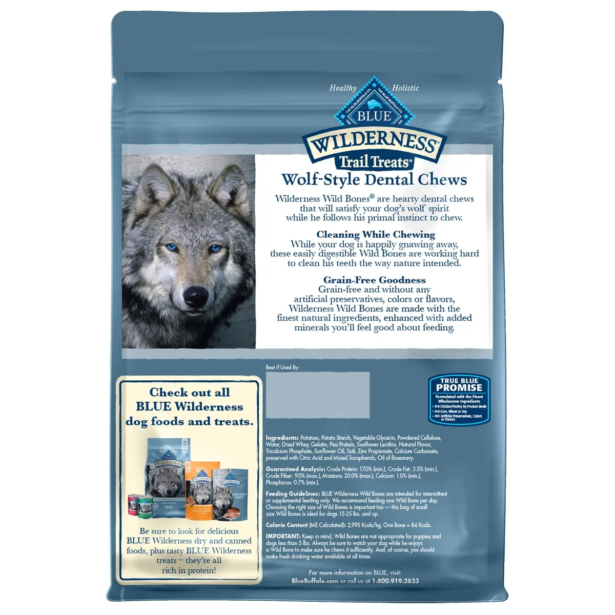 Blue Buffalo Wilderness Small Dog Dental Chews 1.69 Pound | Grain-Free, Fresh Breath, Plaque Control - view 2