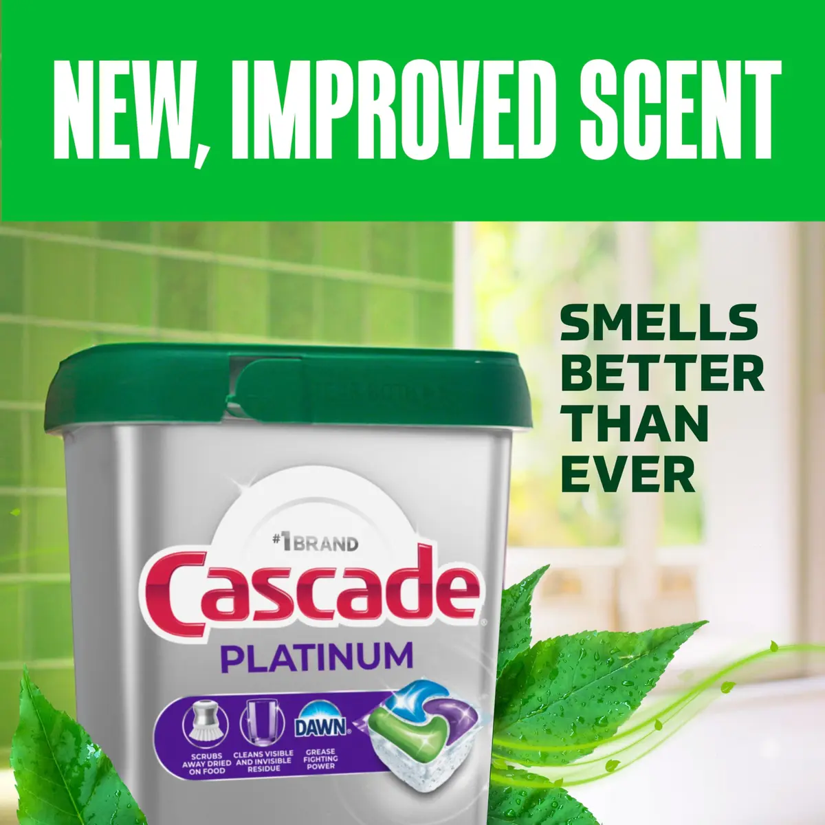 Cascade Platinum Dishwasher Pods Fresh 48 Count (1.88 lb) | Powerful Grease-Cutting Action - view 7
