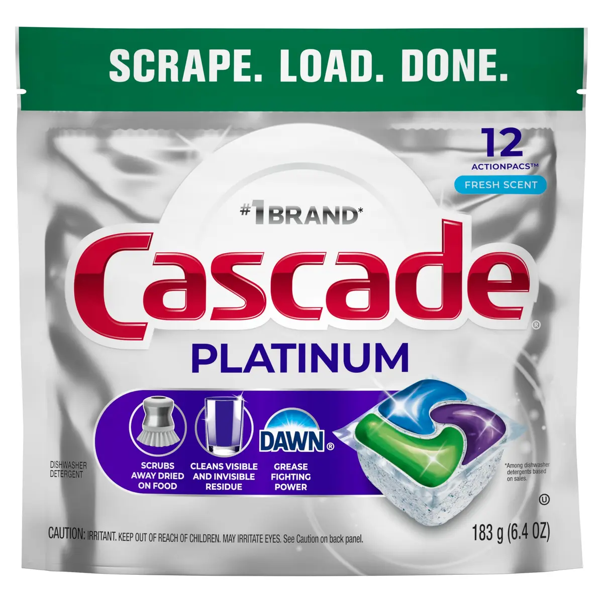 Cascade Platinum Dishwasher Pods Fresh 48 Count (1.88 lb) | Powerful Grease-Cutting Action - view 9