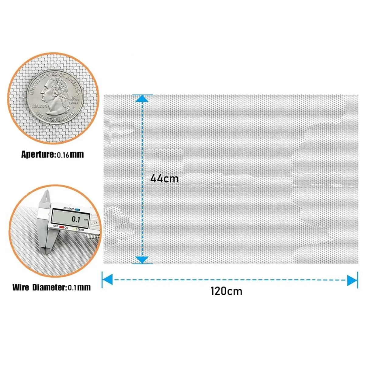 NSKONGDODO 304 Stainless Steel Woven Wire Mesh 100 Mesh 44x120cm | Industrial Filtration Screen - view 3