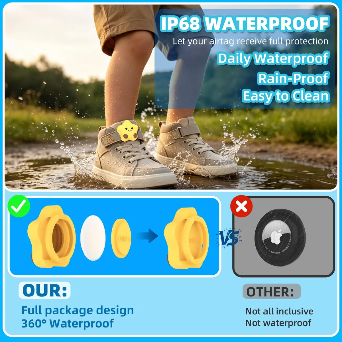 BIQIRE 4-Pack AirTag Holder for Shoes, Cute Waterproof Silicone Case | Hidden Air Tag Tracker for Kids - view 4