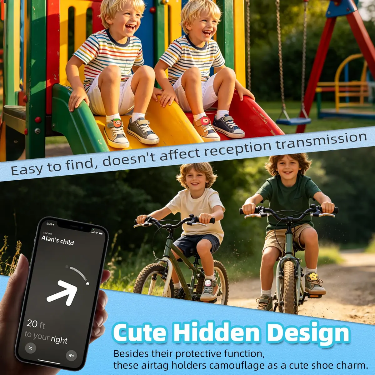 BIQIRE 4-Pack AirTag Holder for Shoes, Cute Waterproof Silicone Case | Hidden Air Tag Tracker for Kids - view 5