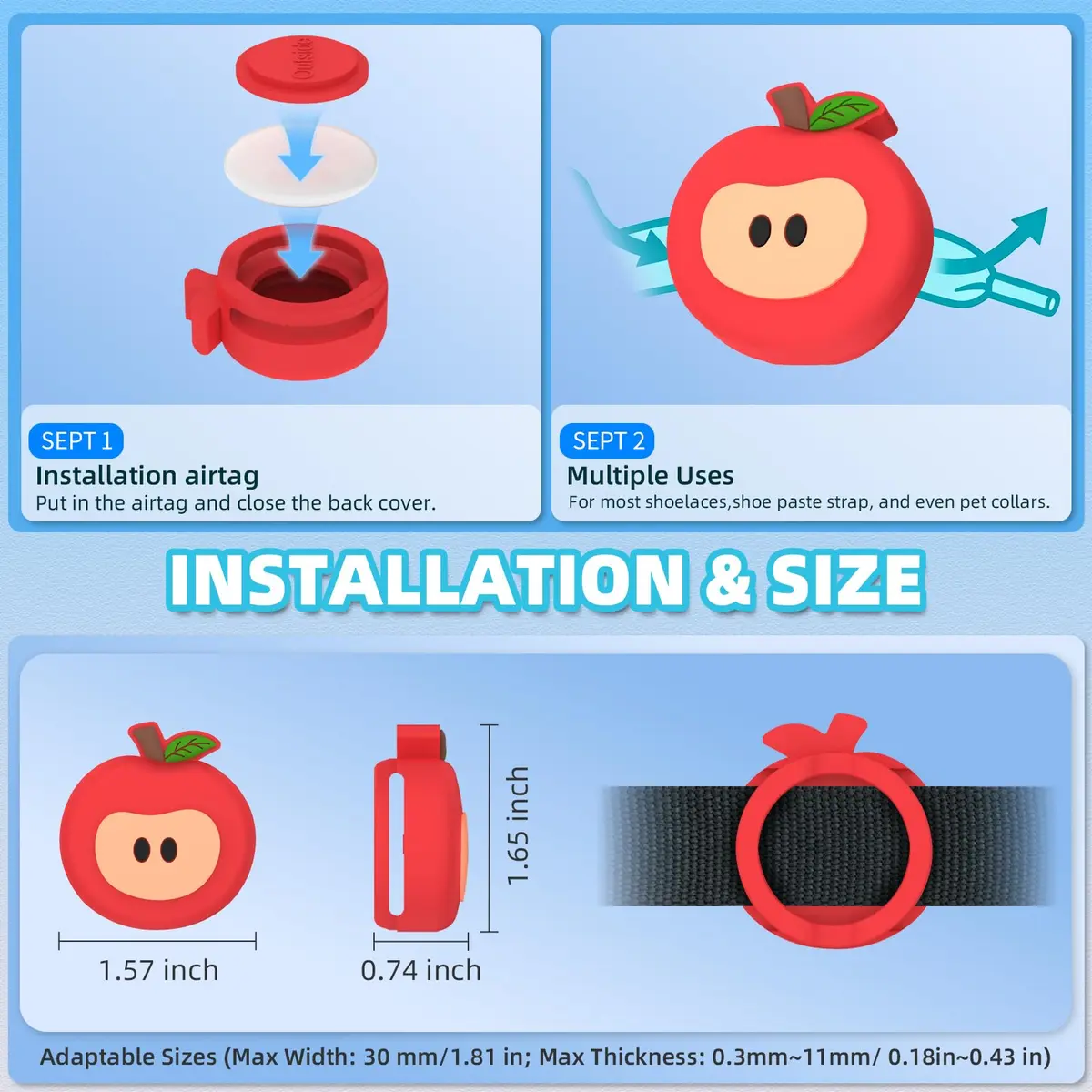 BIQIRE 4-Pack AirTag Holder for Shoes, Cute Waterproof Silicone Case | Hidden Air Tag Tracker for Kids - view 7
