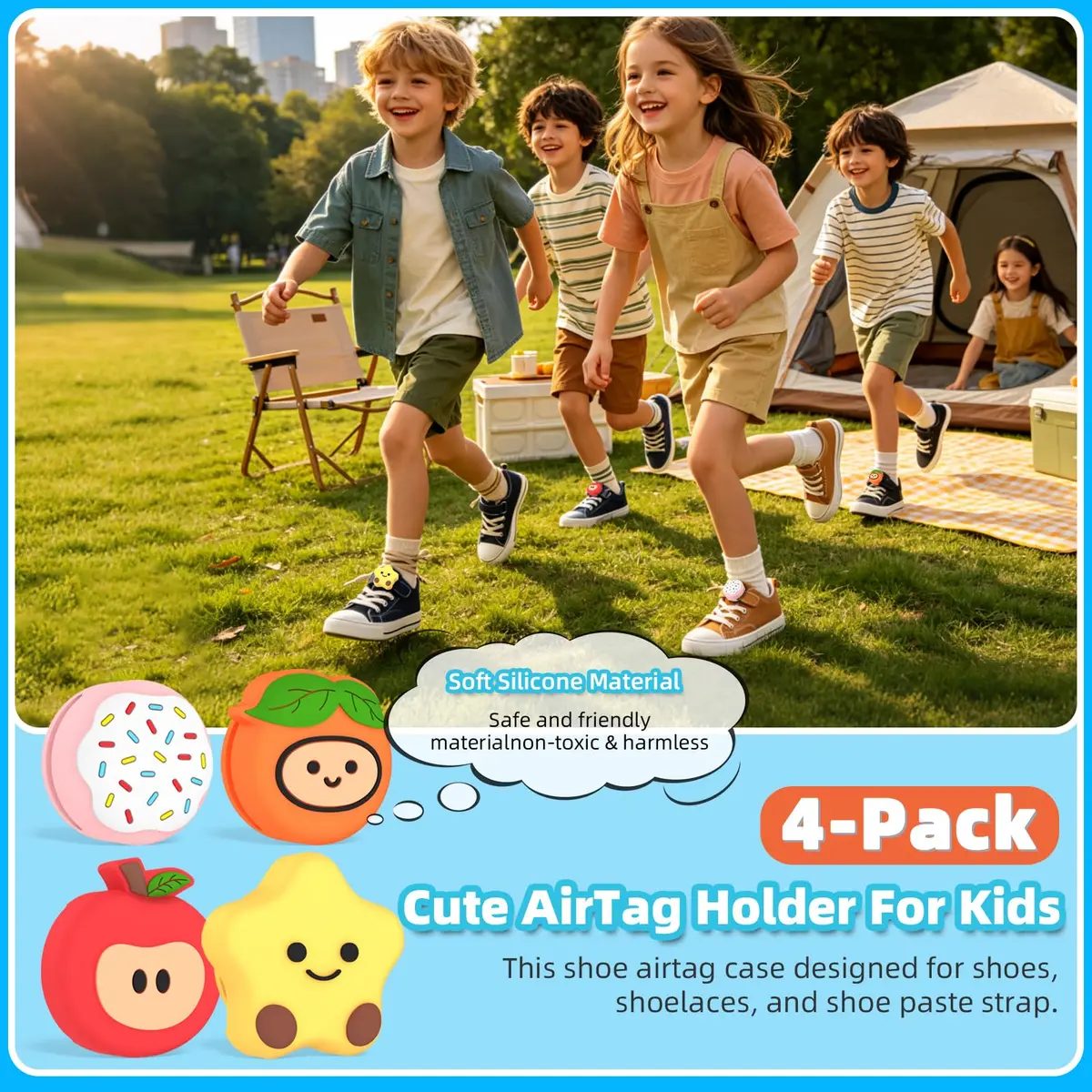 BIQIRE 4-Pack AirTag Holder for Shoes, Cute Waterproof Silicone Case | Hidden Air Tag Tracker for Kids - view 3
