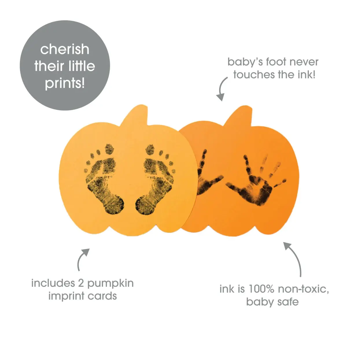 Pearhead Pumpkin Clean-Touch Ink Pad Set with 2 Impression Cards | Baby's First Halloween Keepsake - view 2