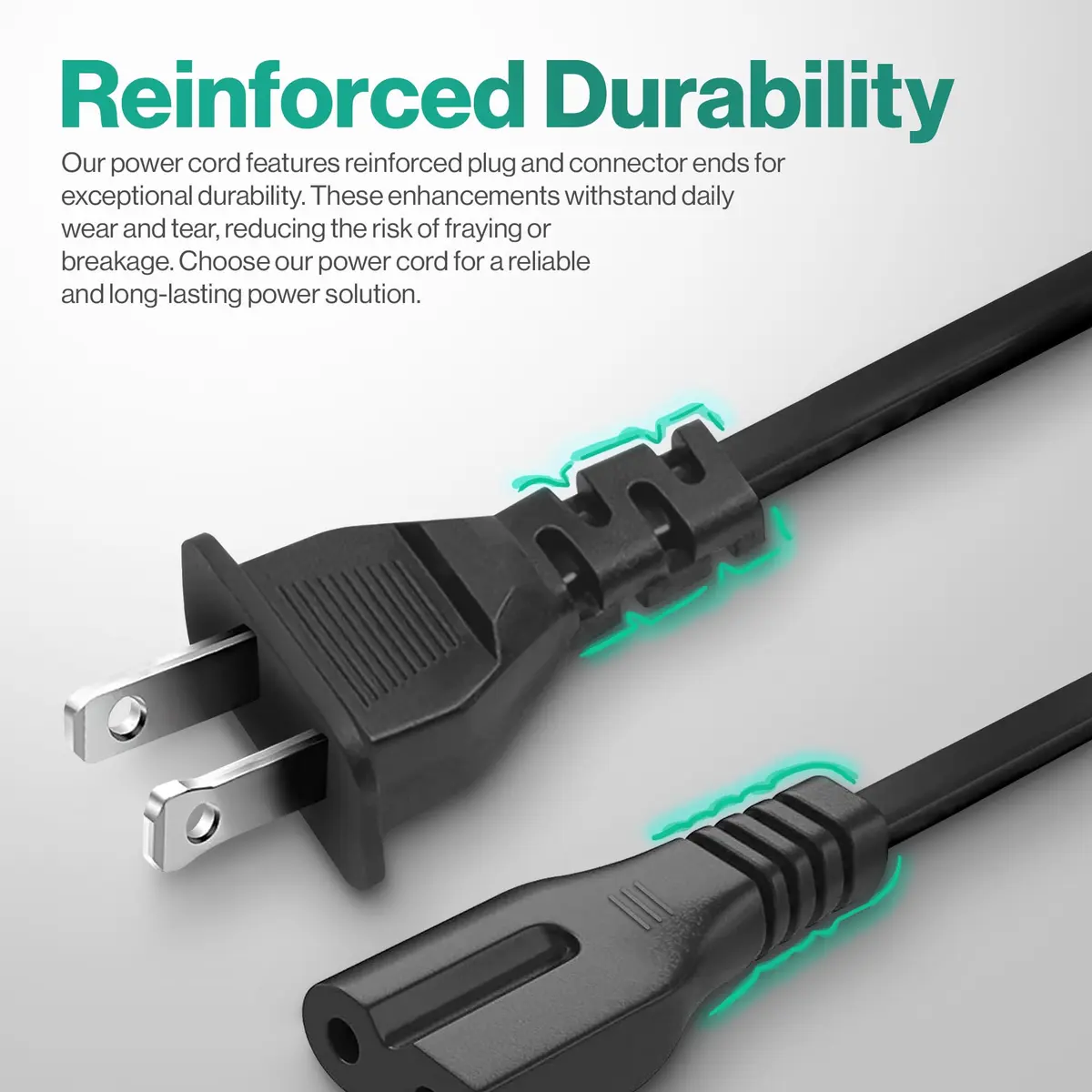 LORDTRONICS 5ft Polarized C7 Power Cord (1.52 m) - Pack of 2 | Replacement AC Cable for Vizio TVs, Bose, Sony PS1/PS2 - view 5