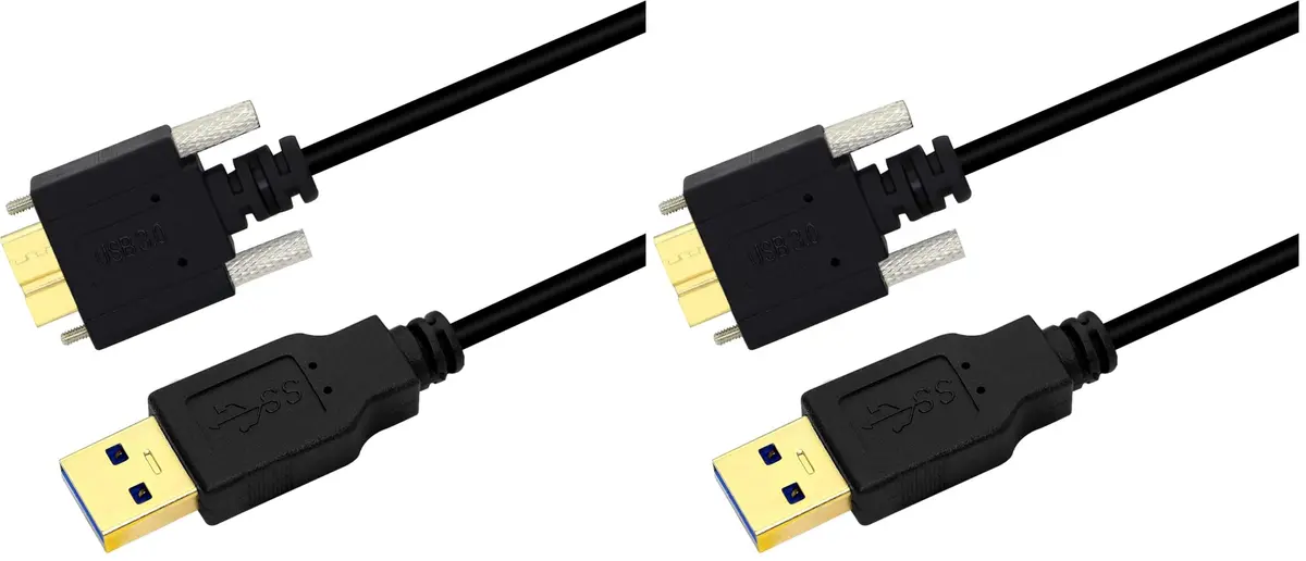 GINTOOYUN 3M USB 3.0 A Male to Micro B Male Cable with Locking Screws for Hard Drive, Smartphone, Tablet and PC (Pack of 2) | 5Gbps Data Speed - main product image