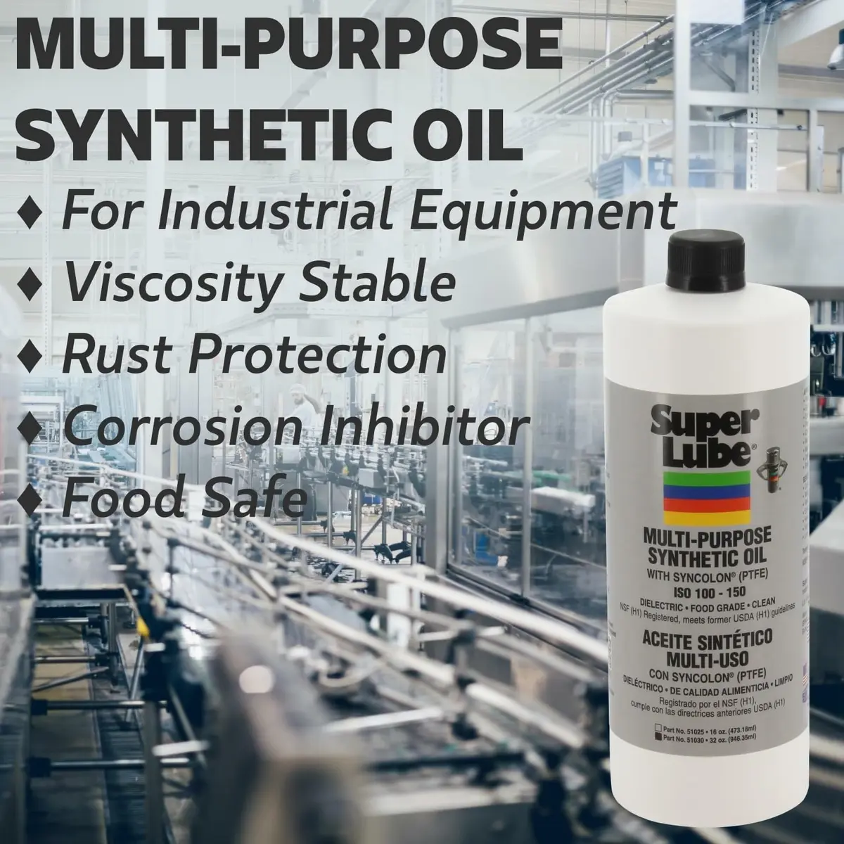 Super Lube Multi-Purpose Lightweight Synthetic Oil ISO 68 Hydraulic Grade 203ml (8 Fl Oz) | Food Grade Lubricant for Metal - view 2